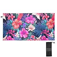 Watercolor Tropical Hibiscus Flowers Extra Large Beach Towel for Women Men 31x71 Inch Quick Dry Sand Free Camping Towels Lightweight Absorbent Bath Towel for Yoga Gym Travel Pool Swimming