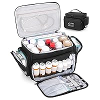 Medicine Organizer Storage Bag Empty, Home Health Nurse Bag, Pill Bottle Organizer Box, Medication First Aid Travel Bag for Nurses, Black
