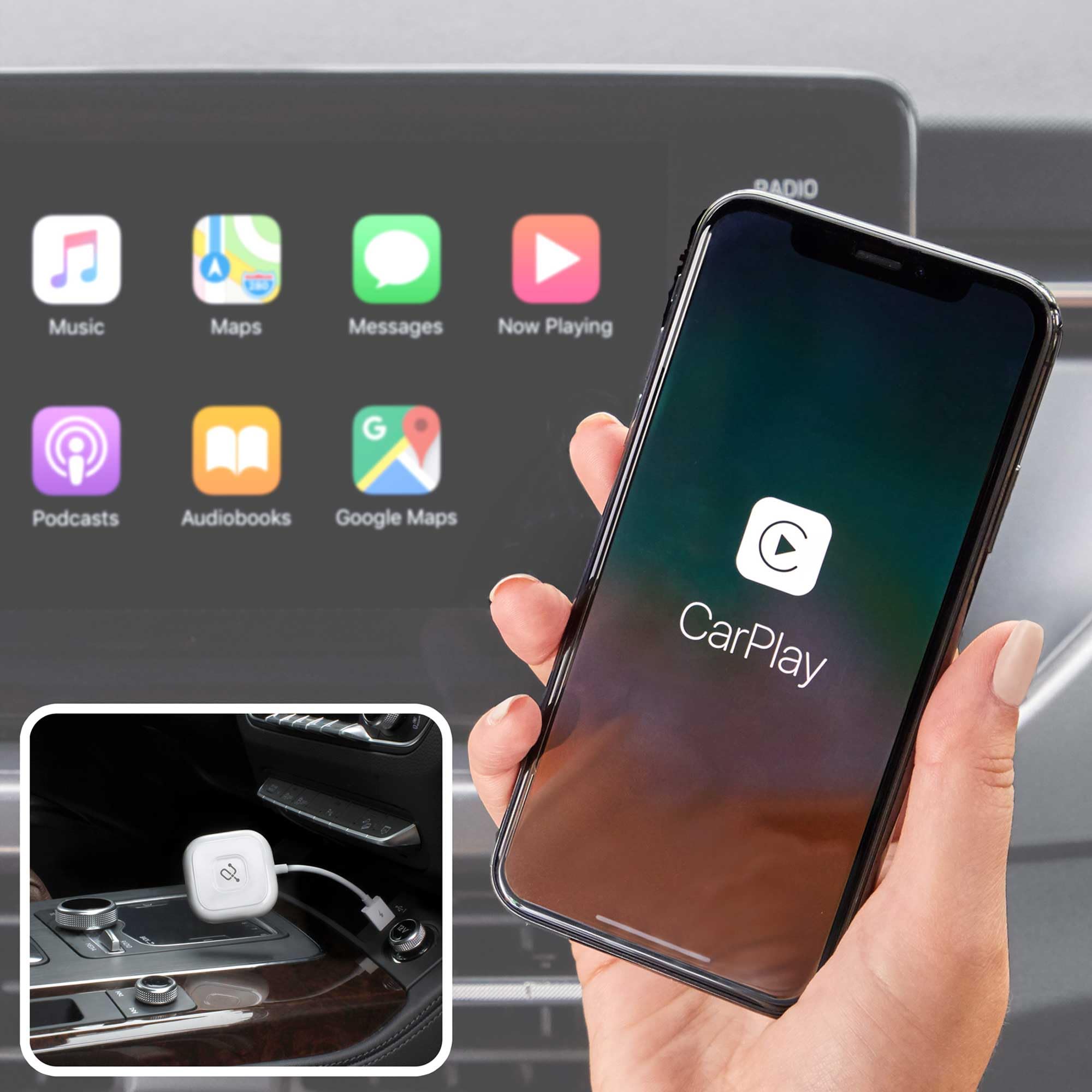 Aluratek Wireless CarPlay Adapter - Newest CarPlay Wireless Adapter, Convert Factory Wired Carplay to Wireless Carplay, Plug & Play, Easy Use for Cars, iPhone iOS Compatible, Fast WiFi 5.8GHz