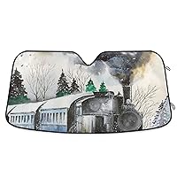 Snowy Railroad with Picturesque Winter Shield for car Windshield Folding Heat Shield Decore acesorios para coches
