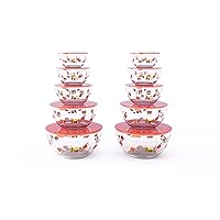 20-Piece Glass Food Storage Bowls with Lids Set - Fruit Design Set with Multiple Sizes for Storage, Meal Prep, Mixing, and Serving by Chef Buddy