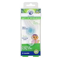 Brilliant Baby’s 1st Toothbrush with Case - Silicone First Toothbrush for Babies and Toddlers, 4 Months Old and Up, Oral Care Must Haves for Infant and Toddler, Baby Essentials, Clear, 1 Count