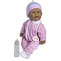 JC Toys La Baby Hispanic 16-inch Small Soft Body Baby Doll La Baby | Washable |Removable Pink and White w/Hat, Pacifier & Magic Bottle | for Children 12 Months +