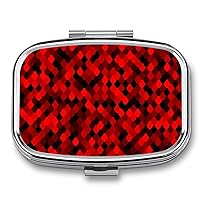 Red Halftone Scale Pattern Square Pill Box for Purse Pocket 2 Compartment Medicine Tablet Holder Organizer Decorative Pill Case