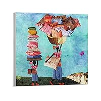 Davilid Haitian Art Poster Collage Art Poster African American Poster Canvas Poster Wall Art Decor Print Picture Paintings for Living Room Bedroom Decoration Unframe-style 16x16inch(40x40cm)