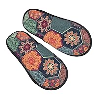 Beautiful Blooming Hexagon Print Furry Slipper For Women Men Winter Fuzzy Slippers Soft Warm House Slippers For Indoor Outdoor Gift