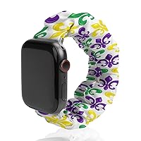 Mardi Gras Fleur De Lis Watch Band Compitable with Apple Watch Elastic Strap Sport Wristbands for Women Men