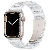 Light Apple Watch Band-Fashion Resin iWatch Bands Bracelet Compatible with Stainless Steel Buckle for Apple Watch Ultra 2 1 Series 9 Series 8 7 Series 6 Series SE Series 5 Series 4 Series 3 Series 2 1