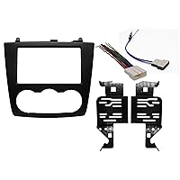 Double DIN Aftermarket Radio Installation Kit + Wire Harness + Antenna Adapter Factory Matched Texture Compatible with Nissan Altima 2007-2012