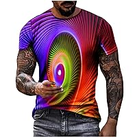3D Graphic Colorful T-Shirts Novelty Short Sleeve Crew Neck Optical Illusion 3D Print Tee Top for Men and Youngs