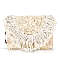 Straw Clutch Purses, Crossbody Bags for Women, Bohemian Tassel HandMade Woven Envelope Package, Handbags for Women Vacation, Travel, Beach