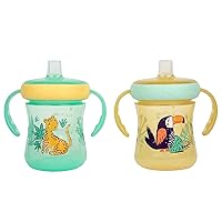 The First Years Soft Spout Trainer Toddler Cups - Leopard and Toucan -Jungle Themed Trainer Sippy Cups for Toddlers - 2 Count