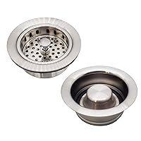 Westbrass D2165-07 Post Style Large Kitchen Basket Strainer with Waste Disposal Flange and Stopper, Satin Nickel