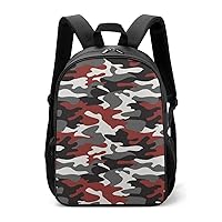 Black Red Camouflage Print Unisex Laptop Backpack Lightweight Shoulder Bag Travel Daypack