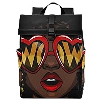 ALAZA Afro African American Woman Large Laptop Backpack Purse for Women Men Waterproof Anti Theft Roll Top Backpack, 13-17.3 inch