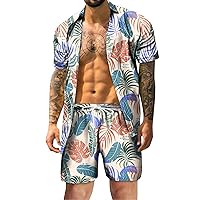 Men's Summer Beach Tropical Hawaii Shirt Suits Hawaiian Shirts Casual Button-Down Short Sleeve Printed Shorts