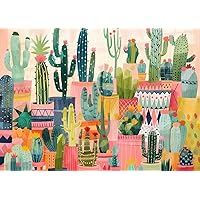 Jigsaw Puzzles 500 Pieces for Adults,Plant Cactus Puzzles for Education & Relaxation, Brain IQ Developing, Funny Woodiness Puzzles