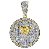 Yellow tone 925 Sterling Silver Mens Round CZ Jesus Face Religious fashion Charm Pendant Necklace Jewelry for Men