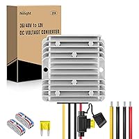 Nilight 48V 36V to 12V Voltage Converter 240W 20A Voltage Regulator Step Down to 12VDC Waterproof DC to DC Converter Reducer Power Supply Transformer Module for Golf Cart Scooters, 2 Years Warranty