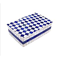 7 x 5 Inches Rectangle Shape White Marble Jewelry Box with Luxurious Look Unique Pattern Inlay Work Accessories Box for Kitchen