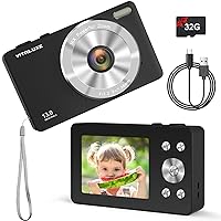 4K Digital Camera, Camera for Kids Real 13MP Point and Shoot Digital Cameras with 32GB SD Card 16X Zoom, 2.83'' Portable Vintage Small Camera for Teens Kids Boys Girls Gift Black