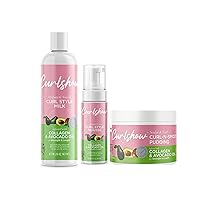 ORS Olive Oil Curlshow Curl Style Milk Infused with Collagen & Avocado Oil - Curl Style Mousse Infused with Collagen & Avocado Oil - Curl N Smooth Pudding Infused with - Bundle