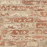 RoomMates RMK9035WP Red Stuccoed Brick Peel and Stick Wallpaper, Roll, Red