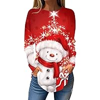Women Christmas Sweatshirts Casual Long Sleeve Tops Crew Neck Trendy Shirts Fall Fashion Graphic Clothes