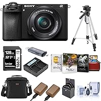 Sony Alpha a6700 Camera with E PZ 16-50mm f/3.5-5.6 OSS Lens Bundle with Shoulder Bag, 128GB SD Card, Card Reader, Corel Mac & PC Software Kit, 2X Extra Battery, Charger and More (10 Items)