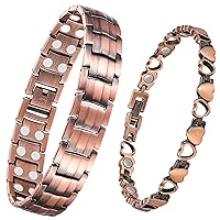 Men's Women's Copper Magnetic Bracelet for Arthritis Pain Relief Elegant 99.99% Solid Copper Bracelets with Double-Row Strong Magnets