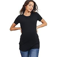 LaClef Women's Round Neck Short Sleeve Modal Maternity Top