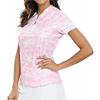 JINSHI Womens Polo Golf Shirts Short Sleeve 1/4 Zip Pullover Collarless UPF50+ Quick Dry Tennis Performance Shirts