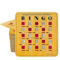 MR CHIPS Jam-Proof Quick-Clear Deluxe Fingertip Slide Bingo Cards with Sliding Windows - 25 Pack in Woodgrain Style