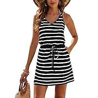 Blooming Jelly Womens Swimsuit Coverup Tie Knot Bathing Suit Beach Cover up Sleeveless Summer Dresses 2024