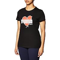 PUMA womens Heart Tee T Shirt, Puma Black, X-Small US