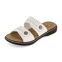 CUSHIONAIRE Women's Betsy comfort footbed slide Sandal with adjustable straps and +Comfort