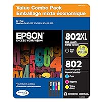Epson 802 XLBlack 802 Standard Color Ink 4 Piece Value Pack DURABrite Ultra