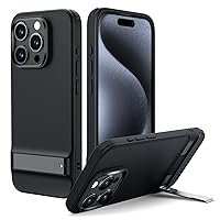 ESR for iPhone 15 Pro Max Case, Metal Kickstand Case, 3 Stand Modes, Military-Grade Drop Protection, Supports Wireless Charging, Slim Back Cover with Patented Kickstand, Boost Series, Black