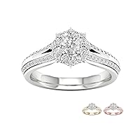 IGI Certified 10k Gold 3/4Ct TDW Diamond Flower Engagement Ring (I-J,I2)