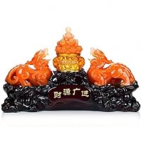 Large Size Feng Shui Pi Yao/Pi Xiu and Treasure Basin Wealth Porsperity Figurine, Best Housewarming Congratulatory Decor (Normal Size)
