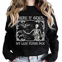 There It Goes My Last Flying F*ck Halloween Shirt, Halloween Party Outfit, Bat Skeleton Halloween Sweatshirt, Vintage Halloween Costume, Halloween Gift, Spooky Season Hoodie