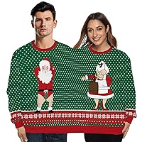 GRAJTCIN Mens and Womens Two Person Ugly Christmas Sweater 3D Printed Sweatshirt Couple