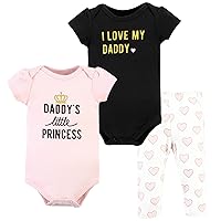 Hudson Baby baby-girls Unisex Baby Cotton Bodysuit and Pant Set, Daddys Little Princess, 6-9 Months