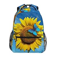 ALAZA Blooming Sunflowers Blue Sky Blue Butterflies Travel Laptop Backpack Durable College School Backpack