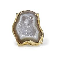 Cave Druzy Gold Agate Geode Druzy Ring Hollow Druzy Ring