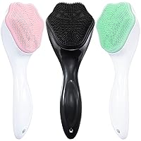 3 Packs Handheld Silicone Face Scrubber Exfoliator, Ooloveminso Face Brushes for Cleansing and Exfoliating, Manual Facial Cleansing Brush, Gentle Soft Face Wash Brush for Sensitive, Delicate, Dry Skin
