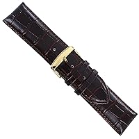 26mm deBeer Brown Crocodile Grain Genuine Leather Padded Stitched Watch Band Men