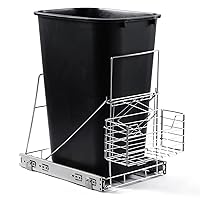 Pull Out Trash Can Under Cabinet,Adjustable Under Sink Trash Can Pull Out Kit with Removable Basket,Slide Roll Out Kitchen Trash Can Rack,Fit for Most 7-11 Gallon Garbage Can (Trash Can Not Included)