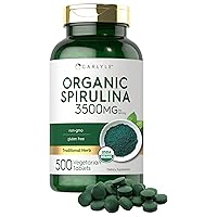 Carlyle Organic Spirulina Capsules 3500mg | 500 Tablets | Non-GMO & Gluten Free