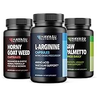 HAVASU NUTRITION L Arginine Horny Goat Weed and Saw Palmetto Bundle Powerful Male Enhancing Supplement for Performance & Endurance Due to Increased Vascular Support